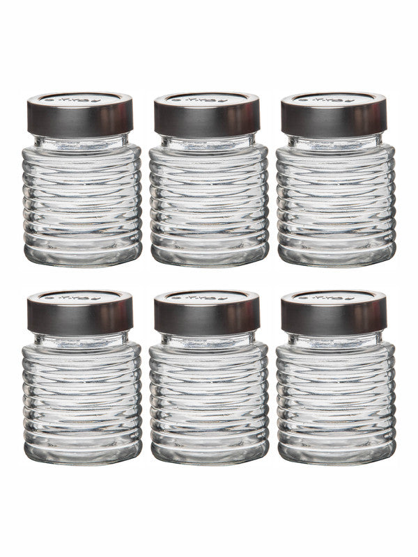 Roxx Glass Milo Storage Jar With Lid (Set of 6pcs)