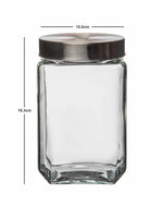 Roxx Glass Trigo Storage Jar With Lid (Set of 2pcs)