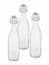 Glass Bottle with Airtight Flip Swing Cap for Water ( Set of 3pcs)