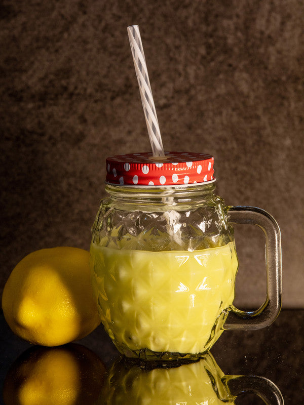 Roxx Glass Pineapple Mason Jar with Straw (Set of 4pcs)