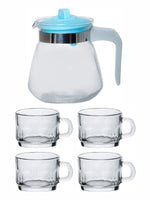 Roxx Glass Astoria Tea Set (Set of 4pcs Mug & 1pc Pot with Lid)