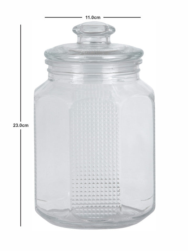 Roxx Glass Milano Storage Jar with Glass Lid (Set of 2pcs)