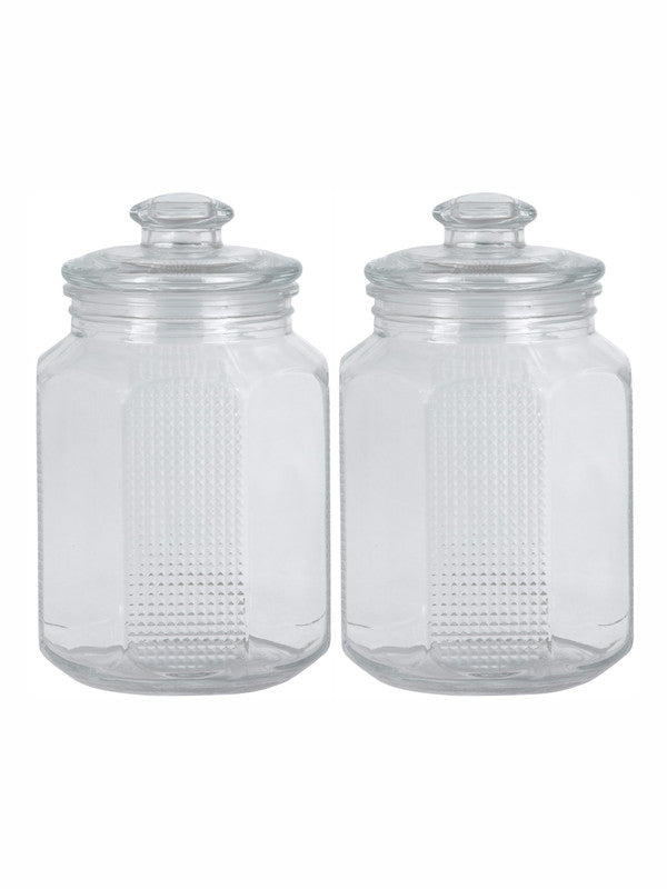 Roxx Glass Milano Storage Jar with Glass Lid (Set of 2pcs)