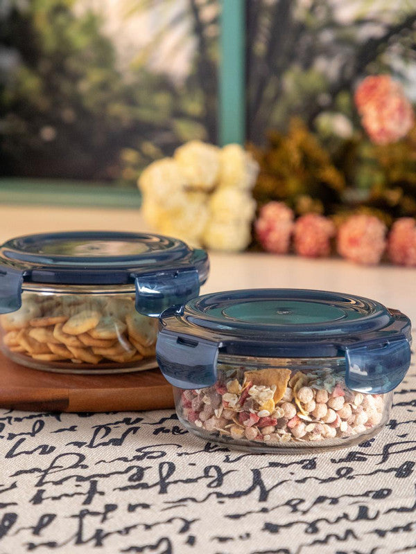 Glass Storage Box in Round Shape (Set of 2 pcs)