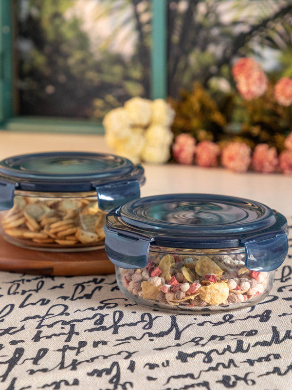 Glass Storage Box in Round Shape (Set of 2 pcs)