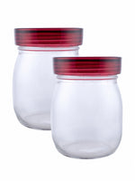 Glass Jar Set with Red Lid (Set of 2 pcs)