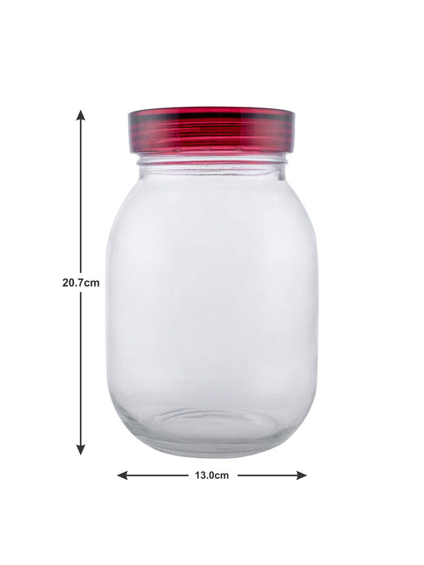 Glass Jar Set with Red Lid (Set of 2 pcs)