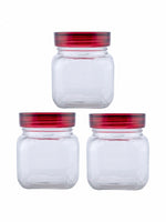 Glass Jar Set with Red Lid (Set of 3 pcs)