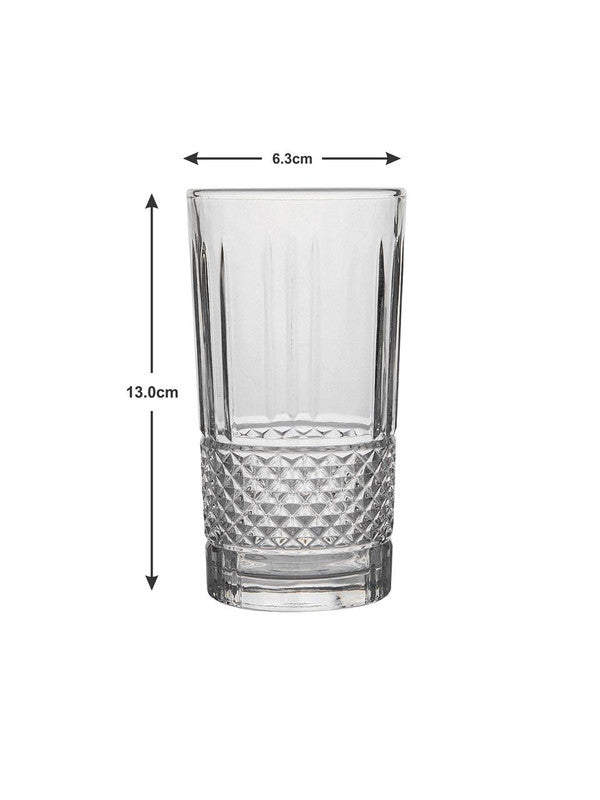 Glass Tumbler Set with Diamond Design (Set of 6 pcs)