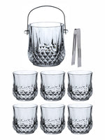 Roxx Glass Long Champ Ice Bucket Set (Set of 6pcs Tumbler & 1pc Bucket with Steel Tong)