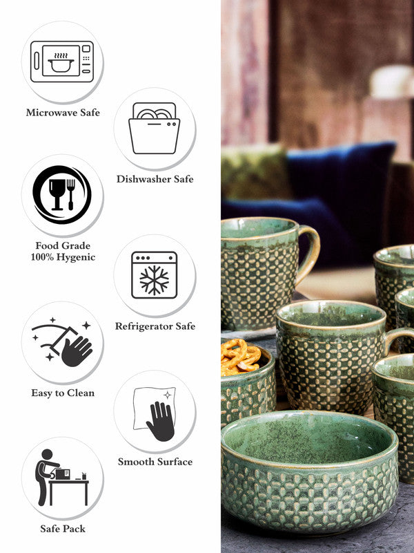 Ceramics Zen Snack Set of 6pcs Mug with 2pcs Bowl