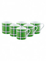Bone China Tea Cups/Coffee Mugs with Chequered Design (Set of 6 mugs)