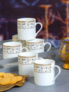 Sonaki Bone China Coffee/Tea Mugs with Gold Print (Set of 6pcs)