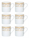 Sonaki Bone China Coffee/Tea Mugs with Gold Print (Set of 6pcs)