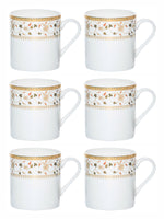 Sonaki Bone China Coffee/Tea Mugs with Gold Print (Set of 6pcs)