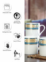 Sonaki Bone China Coffee/Tea Mugs with Gold Print (Set of 6pcs)