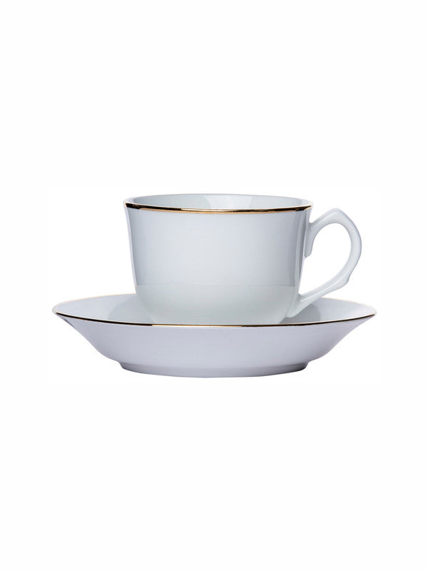 Sonaki Bone China Tea & Coffee Cup Saucer with Gold Rim (Set of 6pcs Cup & 6pcs Saucer)
