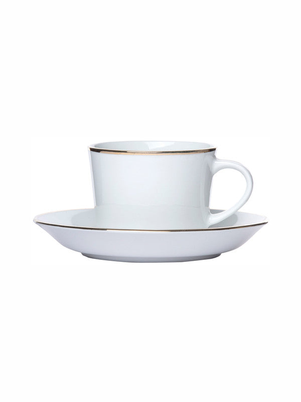 Sonaki Bone China Tea & Coffee Cup Saucer with Gold Rim (Set of 6pcs Cup & 6pcs Saucer)