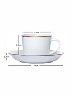 Sonaki Bone China Tea & Coffee Cup Saucer with Gold Rim (Set of 6pcs Cup & 6pcs Saucer)