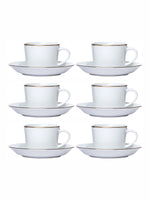 Sonaki Bone China Tea & Coffee Cup Saucer with Gold Rim (Set of 6pcs Cup & 6pcs Saucer)