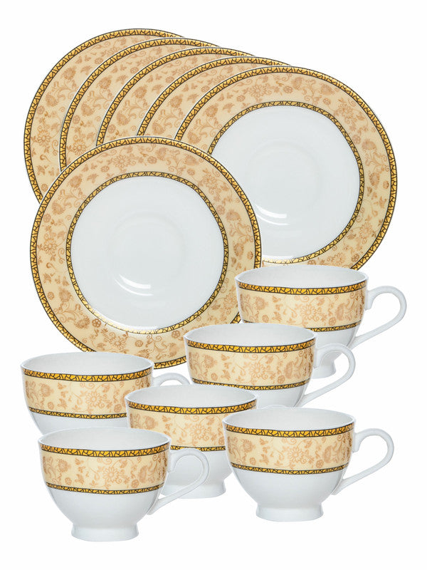 Sonaki Bone China Coffee/Tea Cup & Saucer (Set of 6pcs Cup & 6pcs Saucer)