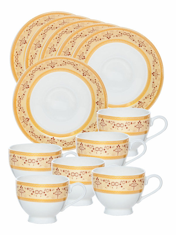 Sonaki Bone China Coffee/Tea Cup & Saucer (Set of 6pcs Cup & 6pcs Saucer)