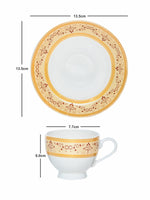 Sonaki Bone China Coffee/Tea Cup & Saucer (Set of 6pcs Cup & 6pcs Saucer)