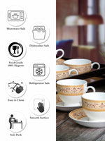 Sonaki Bone China Coffee/Tea Cup & Saucer (Set of 6pcs Cup & 6pcs Saucer)