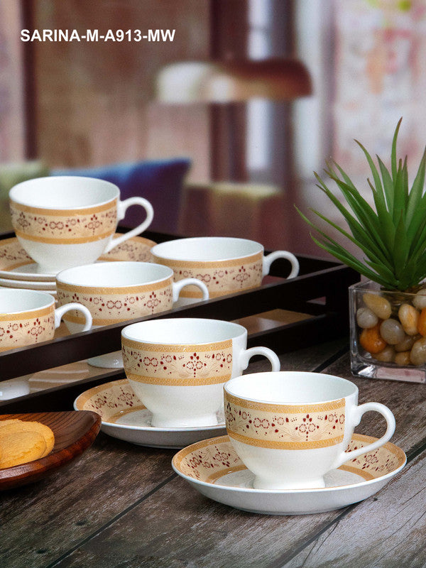 Sonaki Bone China Coffee/Tea Cup & Saucer (Set of 6pcs Cup & 6pcs