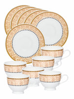 Sonaki Bone China Coffee/Tea Cup & Saucer (Set of 6pcs Cup & 6pcs Saucer)