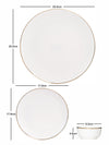 Bone China Dinner Set with Gold Line (Set of 4pcs Dinner Plate, 4pcs Side Plate & 4pcs Veg. Bowl)