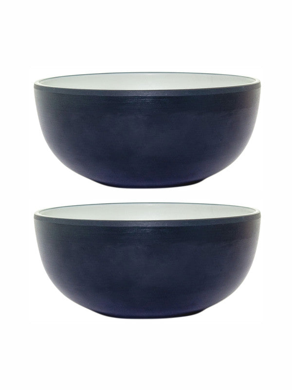 Servewell Double Toned Serving Bowl Set (Set of 2pcs) - 14.5cm Brown Terraclay