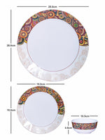 Servewell Dinner Set 12pcs Dora - Tribal Paisely (Set of 4pcs Dinner Plate, 4pcs Side Plate & 4pcs Veg. Bowl)