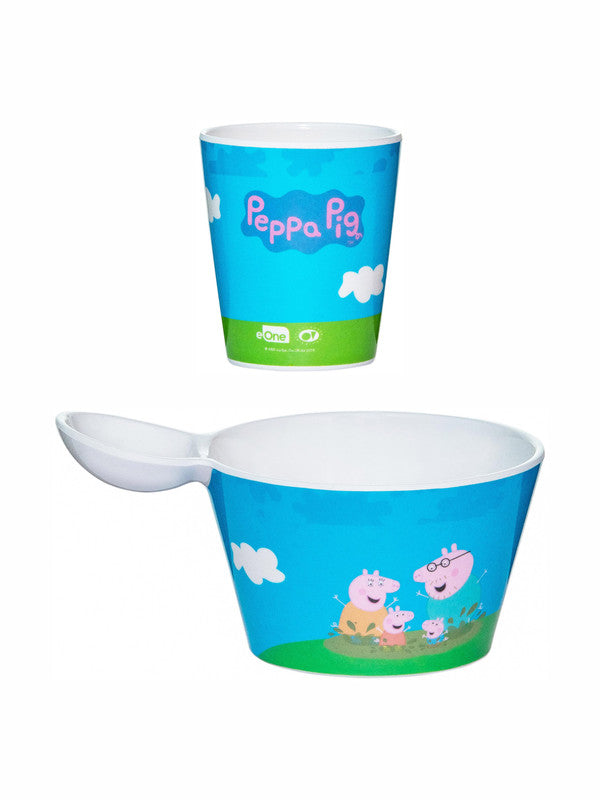 Servewell Melamine Fries Dip Bowl and Kids Glass Kids Set - Peppa Pig (Set - of 2pcs)