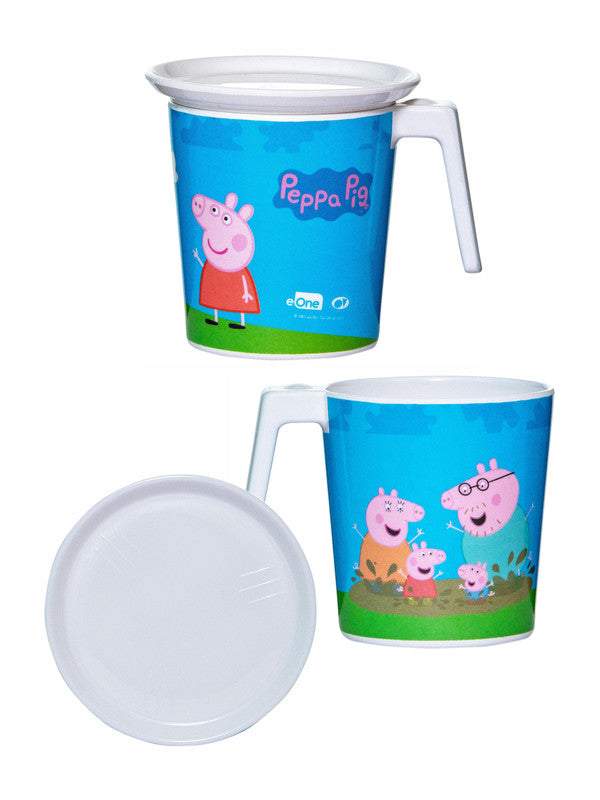 Servewell Melamine Laura Mug Large and Luna Coaster White Kids Set - Peppa Pig (Set - of 4pcs)