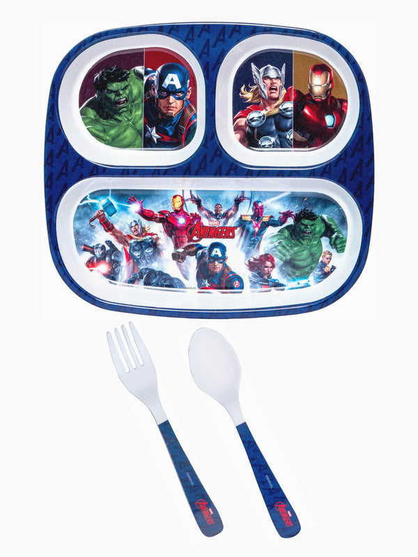 Servewell Melamine Rectangular Kids Set (Plate, Fork & Spoon) Avengers (Set of 3pcs)