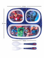 1 pc 3 Part Rect Plate and 1 pc Fork & Spoon 16 cm Set 3 pc - Avengers