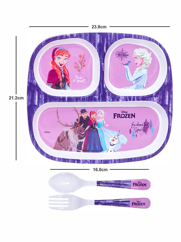 1 pc 3 Part Rect Plate and 1 pc Fork & Spoon 16 cm Set 3 pc - Frozen