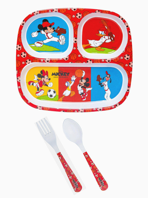 Servewell Melamine Rectangle Kids Set (Plate, Fork & Spoon) Mickey (Set of 3pcs)