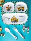 Servewell Melamine Rectangular Kids Set (Plate, Fork & Spoon) Miions (Set of 3pcs)