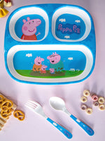 Servewell Melamine Rectangular Kids Set (Plate, Fork & Spoon) Peppa Pig (Set of 3pcs)