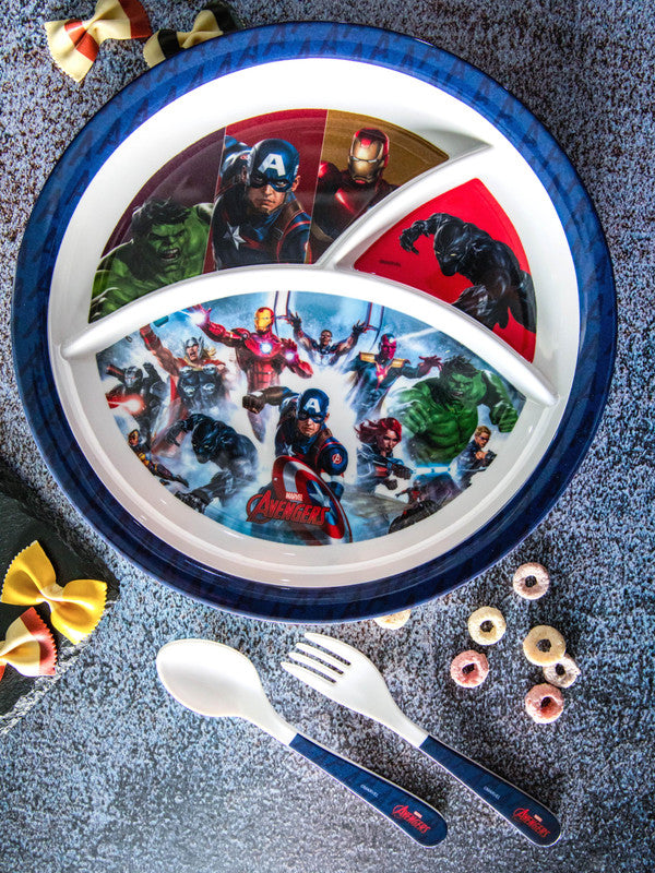 Servewell Melamine Round Kids Set (Plate, Fork & Spoon) Avengers (Set of 3pcs)
