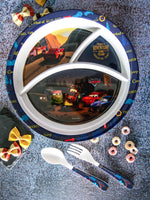 Servewell Melamine Round Kids Set (Plate, Fork & Spoon) Cars (Set of 3pcs)