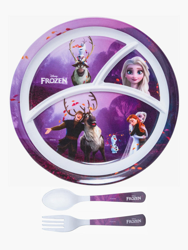 Servewell Melamine Round Kids Set (Plate, Fork & Spoon) Frozen (Set of 3pcs)