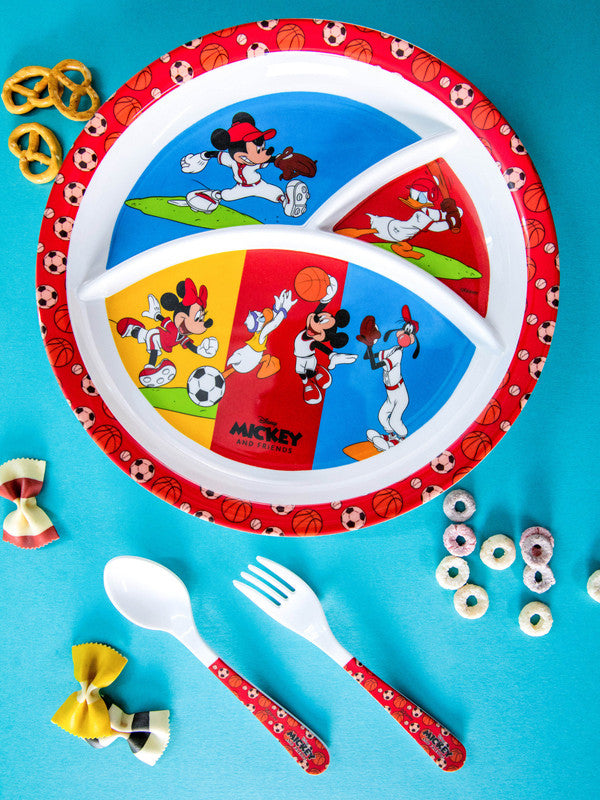 Servewell Melamine Round Kids Set (Plate, Fork & Spoon) Mickey (Set of 3pcs)
