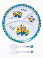 Servewell Melamine Round Kids Set (Plate, Fork & Spoon) Minions (Set of 3pcs)