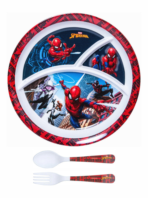 Servewell Melamine Round Kids Set (Plate, Fork & Spoon) Spiderman (Set of 3pcs)