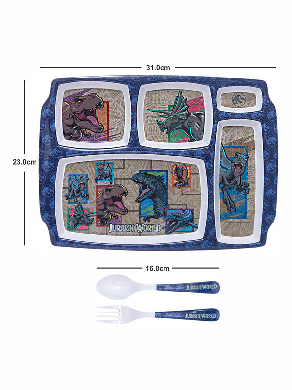 1 pc 5 Part Plate and 1 pc Fork & Spoon 16 cm Set 3 pc - Jurassic World