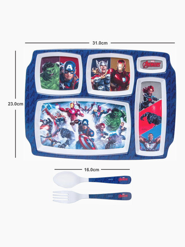 1 pc 5 Part Plate and 1 pc Fork & Spoon 16 cm Set 3 pc - Avengers