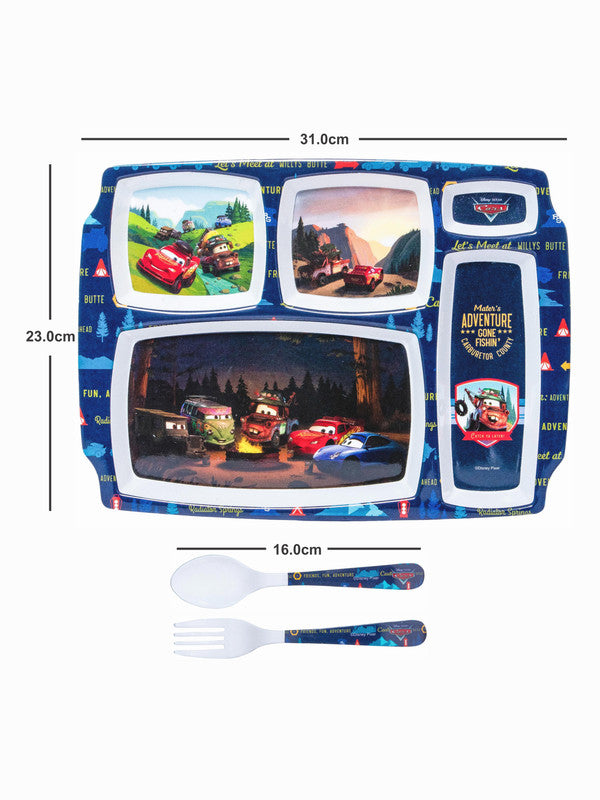 Servewell Melamine Rectangle Kids Set (Plate, Fork & Spoon) Cars (Set of 3pcs)